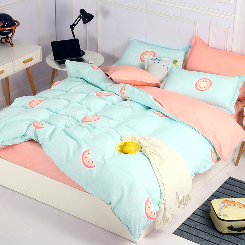 4Pcs Bedding Sets (1 Duvet cover+1 Bed sheet+2 Pillow covers)100% Polyester Cotton