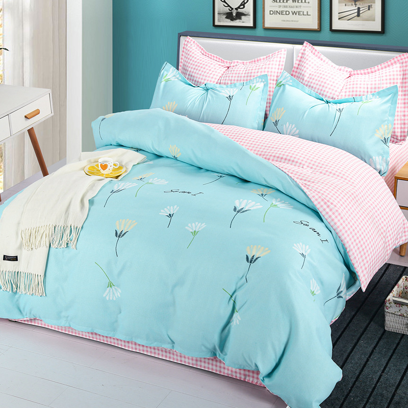 4Pcs Bedding Sets (1 Duvet cover+1 Bed sheet+2 Pillow covers) Polyester Cotton