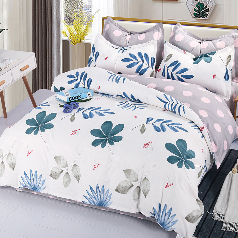 4Pcs Bedding Sets (1 Duvet cover+1 Bed sheet+2 Pillow covers) Polyester Cotton