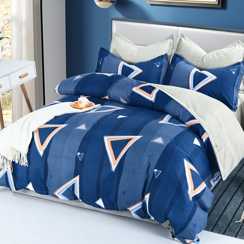 4Pcs Bedding Sets (1 Duvet cover+1 Bed sheet+2 Pillow covers) Polyester Cotton