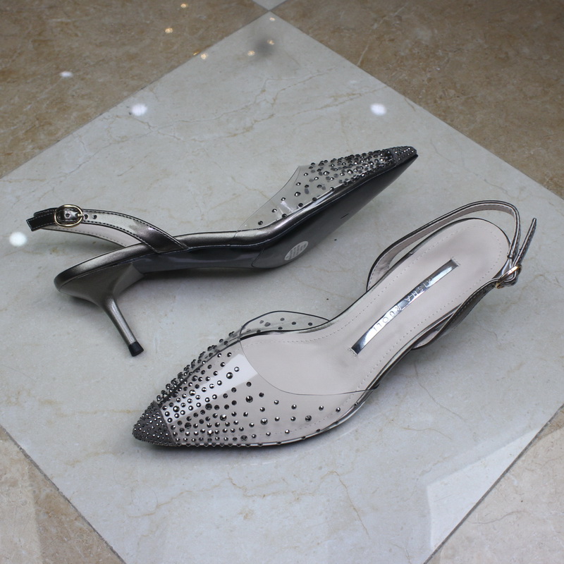 Latest ladies sexy sandals shoes stiletto high heels shiny heels transparent mesh heels for women