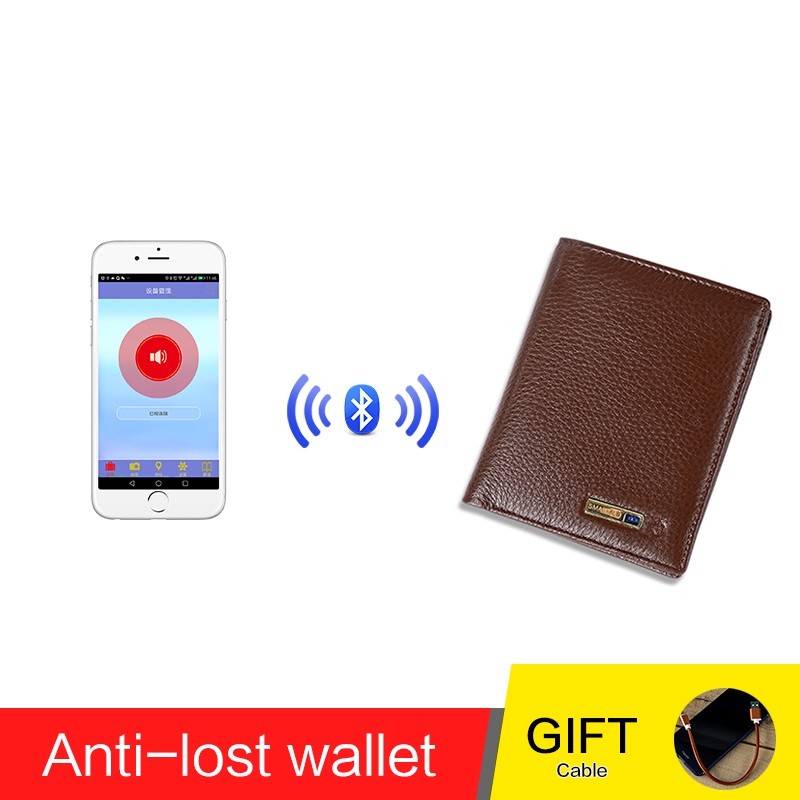 Wallet Finder Smart Tracker GPS Men Genuine Leather Recharge Anti Lost Intelligent Bluetooth Wallets