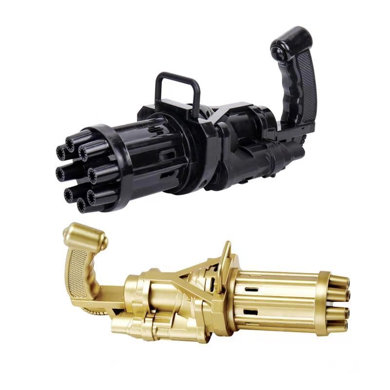Generic Electric Bubbles Blower Toys Gatling Model Gun Automatic Bubble Machine 8-Hole Bubble Outlet