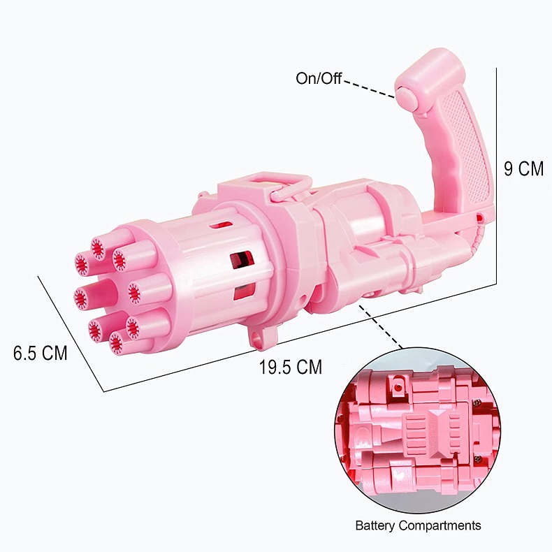 Generic Electric Bubbles Blower Toys Gatling Model Gun Automatic Bubble Machine 8-Hole Bubble Outlet