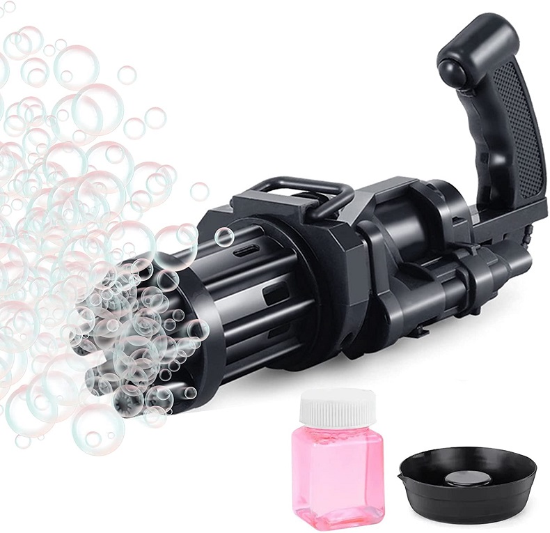 Generic Electric Bubbles Blower Toys Gatling Model Gun Automatic Bubble Machine 8-Hole Bubble Outlet