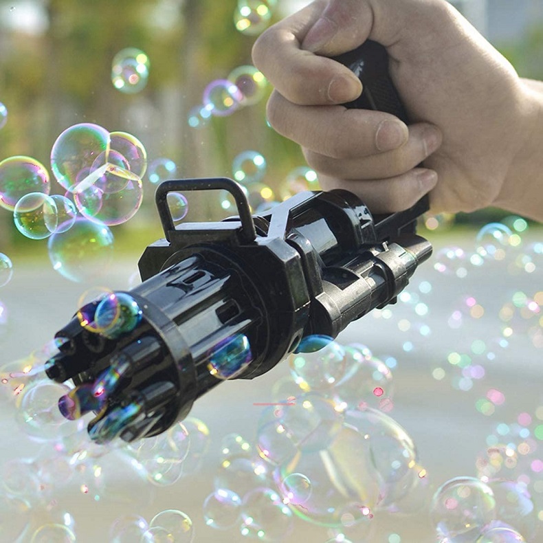 Generic Electric Bubbles Blower Toys Gatling Model Gun Automatic Bubble Machine 8-Hole Bubble Outlet