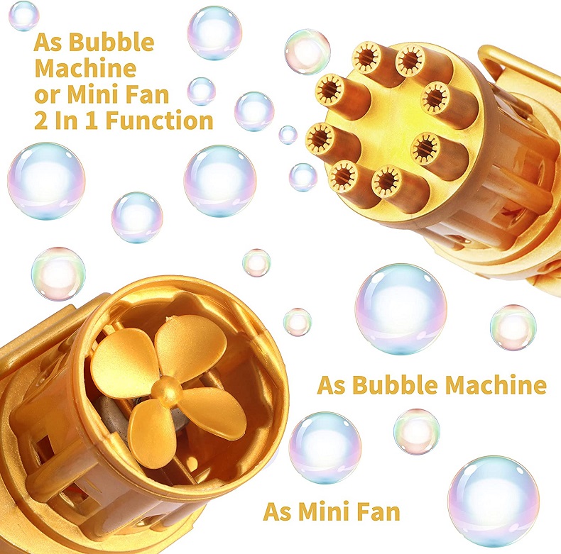 Generic Electric Bubbles Blower Toys Gatling Model Gun Automatic Bubble Machine 8-Hole Bubble Outlet