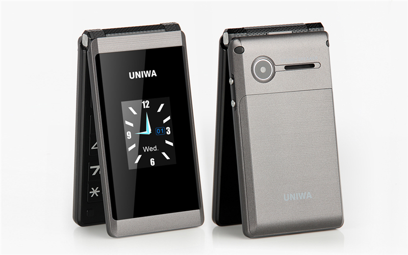 Unlock Cell Phone UNIWA X28 2.8/1.77 Inch Dual Screen SOS Function Big Button Flip Mobile Phone Sucessful Business Man's Choice