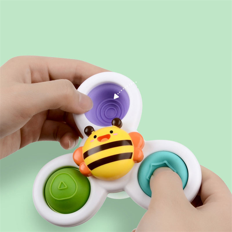 New Fidget toys 3PCS Cartoon Windmill Rotating Early Learning Spinning Toy Baby Bath Suction Cup Animal Sucker Spinner Toy