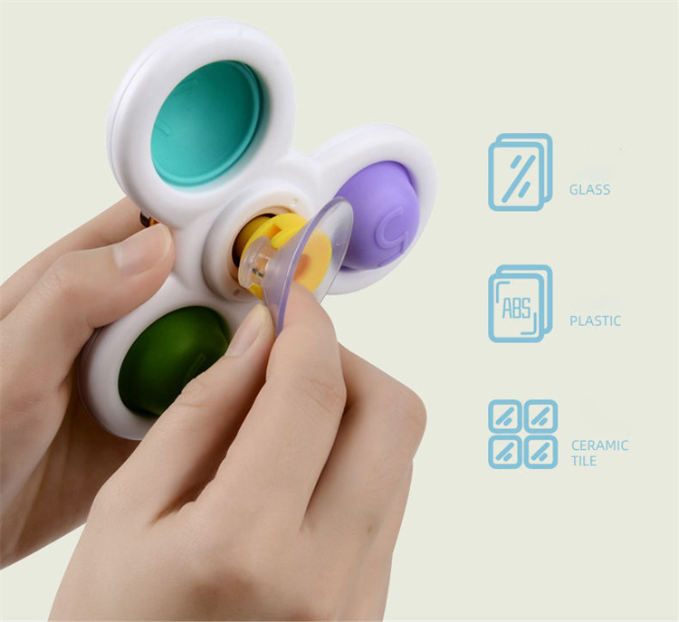 New Fidget toys 3PCS Cartoon Windmill Rotating Early Learning Spinning Toy Baby Bath Suction Cup Animal Sucker Spinner Toy