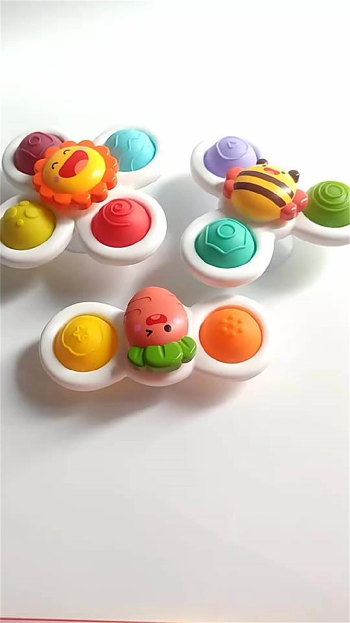 New Fidget toys 3PCS Cartoon Windmill Rotating Early Learning Spinning Toy Baby Bath Suction Cup Animal Sucker Spinner Toy