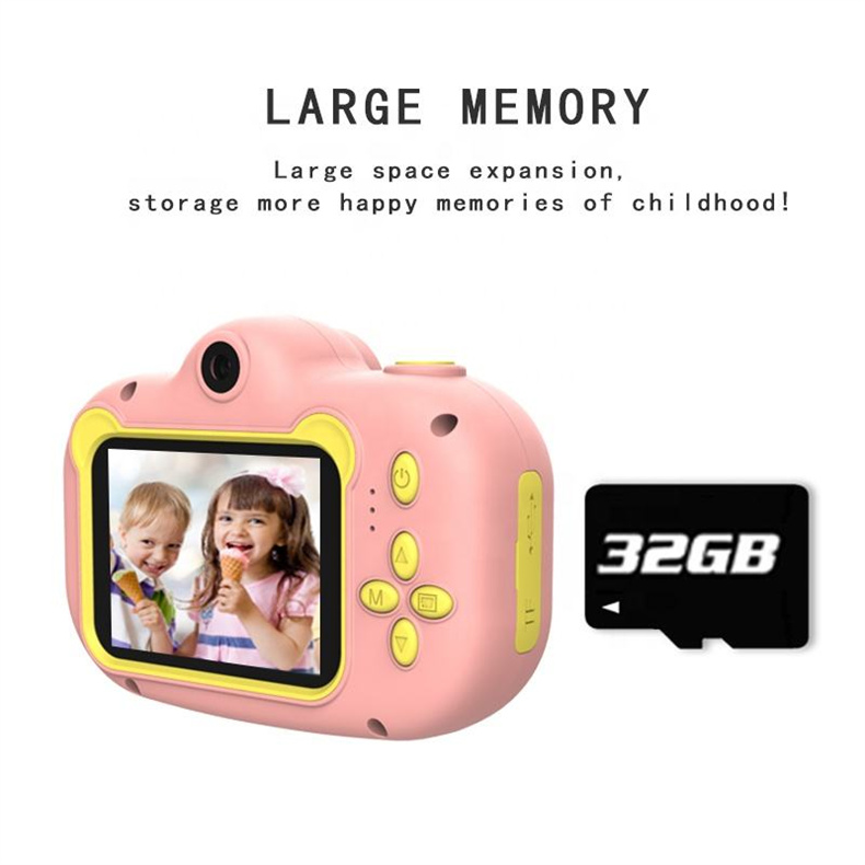 Kids Digital Camera 32G Storage Build in Microphone 2 inch Mini HD Screen 1080P Projection Video Camera Toys Gifts Children's Day