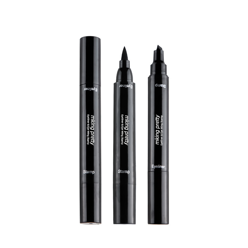 2 in 1 Liquid Eyeliner Waterproof Stamp Cosmetic Eye liner Pencil Make Up Black view 6