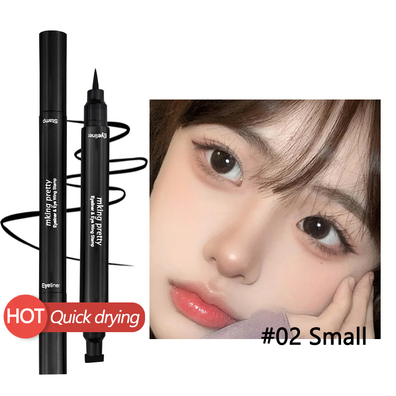 2 in 1 Liquid Eyeliner Waterproof Stamp Cosmetic Eye liner Pencil Make Up Black view 2