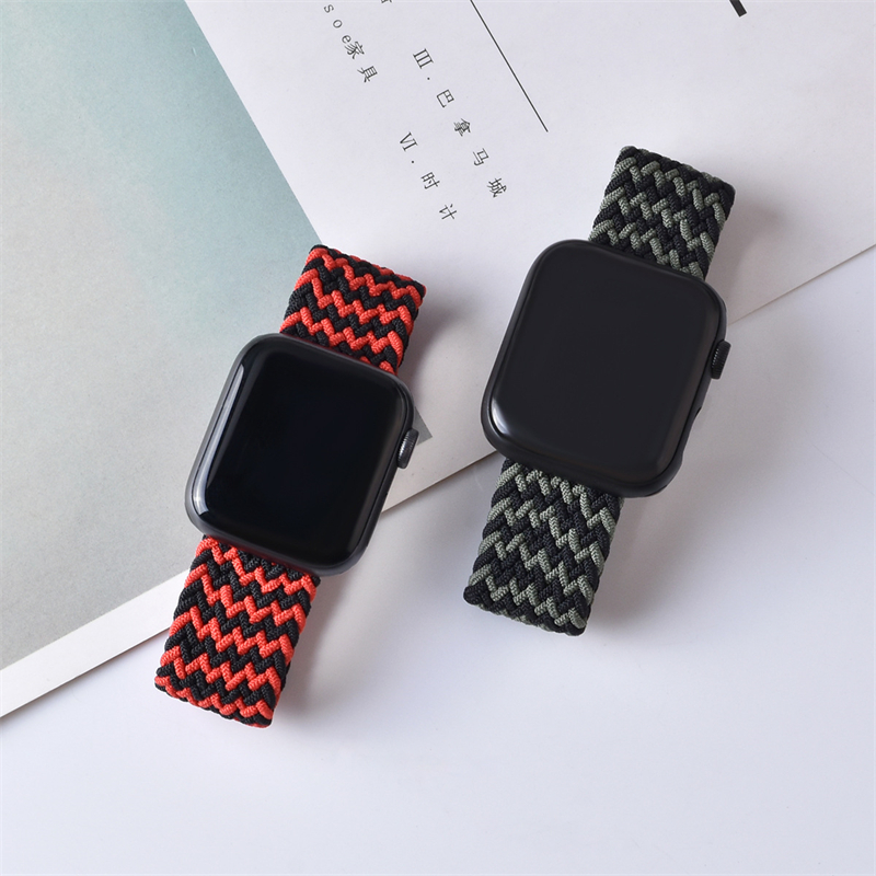 Nylon Correa Smart Watch Band Straps For Apple Iwatch Applewatch Elastic Nylon Strap iWatch Series 8 7 6 5  SE Braided Band for Apple Watch Band 38mm 40mm 41mm 2pcs