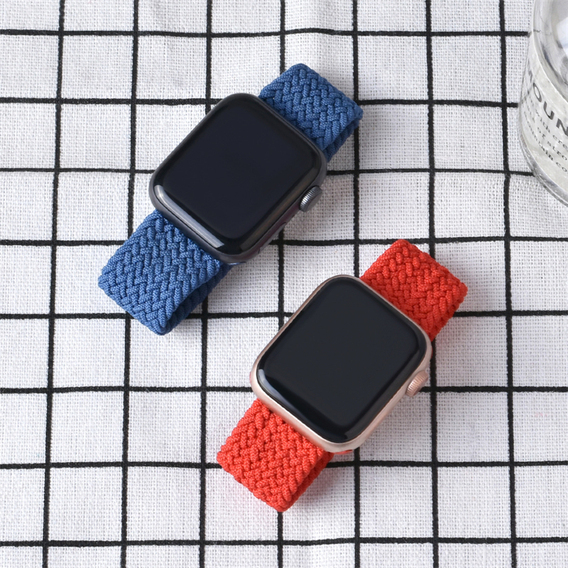 Nylon Correa Smart Watch Band Straps For Apple Iwatch Applewatch Elastic Nylon Strap iWatch Series 8 7 6 5  SE Braided Band for Apple Watch Band 38mm 40mm 41mm 2pcs