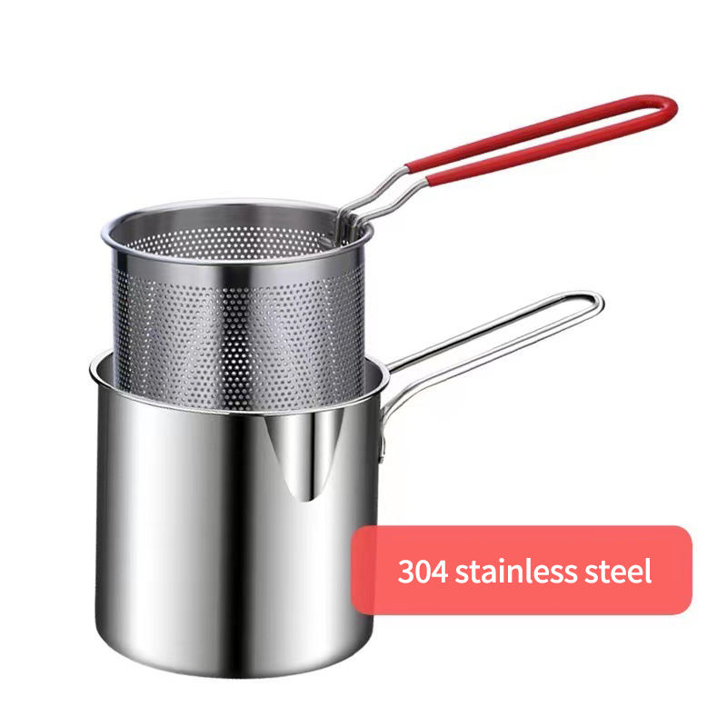 Stainless Steel Deep Frying Pot 1.5L Tempura French Fries Fried Chicken Fryer Deep Fryer