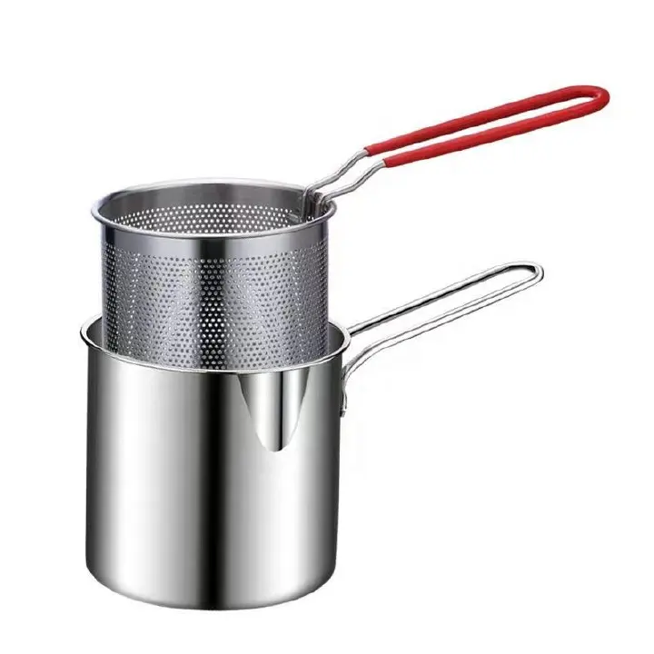 Stainless Steel Deep Frying Pot 1.5L Tempura French Fries Fried Chicken Fryer Deep Fryer