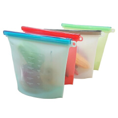 4 Pcs/Set Reusable Zipping Silicone Food Storage Fridge Bags Lunch Fruit Leakproof Cup Freezer Vegetable Cup Bowl