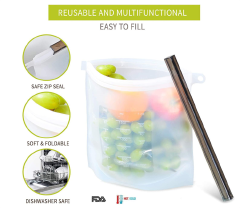 4 Pcs/Set Reusable Zipping Silicone Food Storage Fridge Bags Lunch Fruit Leakproof Cup Freezer Vegetable Cup Bowl