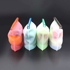 4 Pcs/Set Reusable Zipping Silicone Food Storage Fridge Bags Lunch Fruit Leakproof Cup Freezer Vegetable Cup Bowl