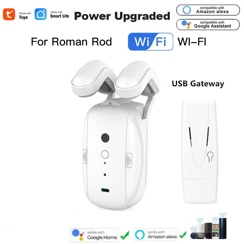 Intelligent Curtain Motor Electric Curtain Robot Automatic Opener No Wiring Support APP Remote Control Timer Setup Temperature & Light Sensing Compatible with Alexa Google Home
