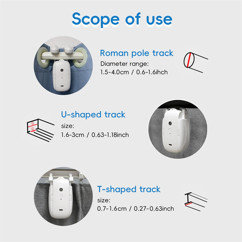 Intelligent Curtain Motor Electric Curtain Robot Automatic Opener No Wiring Support APP Remote Control Timer Setup Temperature & Light Sensing Compatible with Alexa Google Home