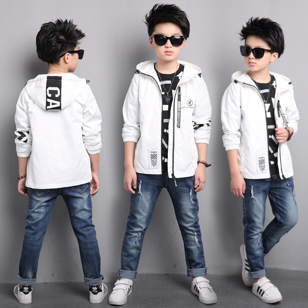 Spring Autumn Jackets For Boy Coat Hooded Bomber Jacket Green Boy's Windbreaker Coats &amp; Jackets
