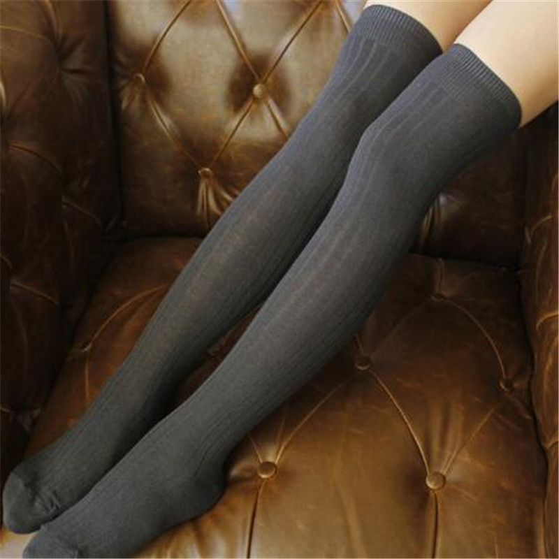 1 pair Solid Colors Knitted Sexy Stocking Women Warm Thigh High Over the Knee Socks