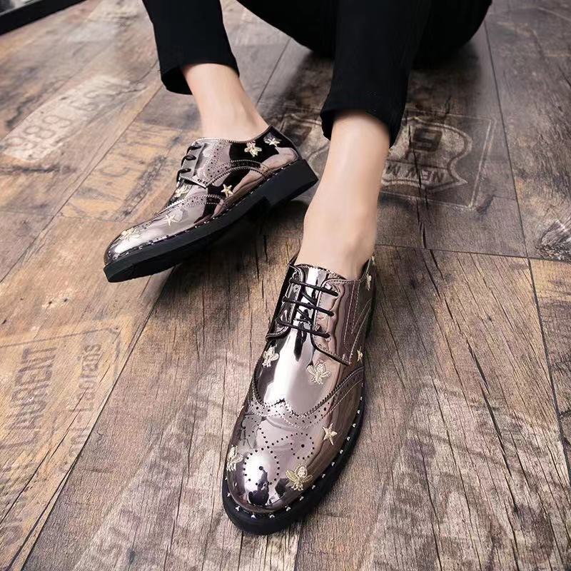 Men's Luxury Classic Bee Modern Formal Oxfords Lace Up Leather Lined Dress Shoes
