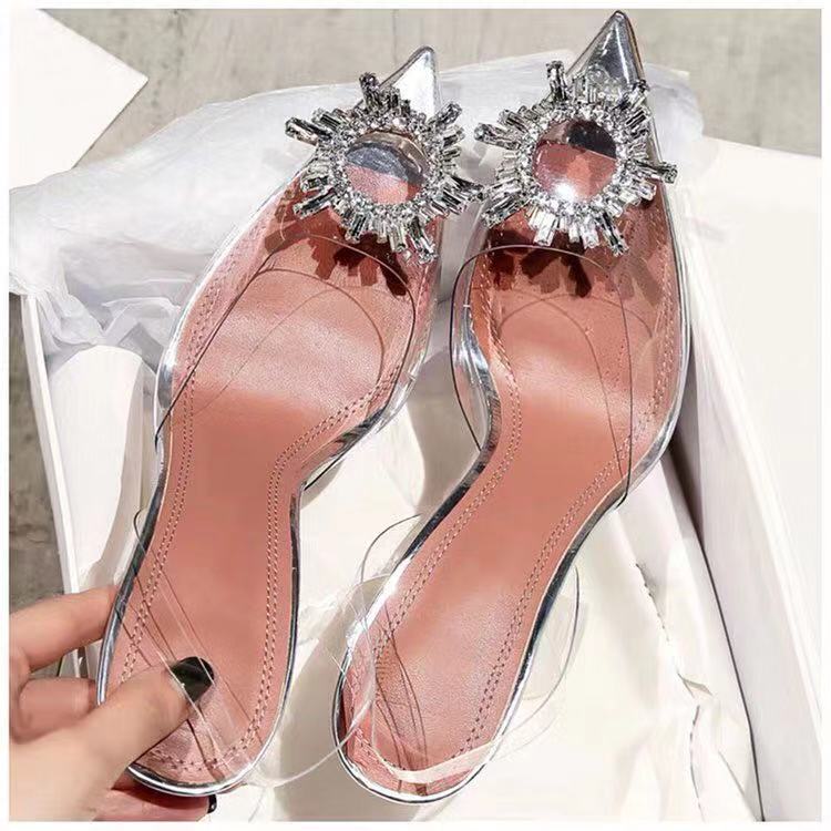 Women Sandals Clear High Heels Transparent PVC Slip On Sexy Shoes Wedding Party Summer Pumps