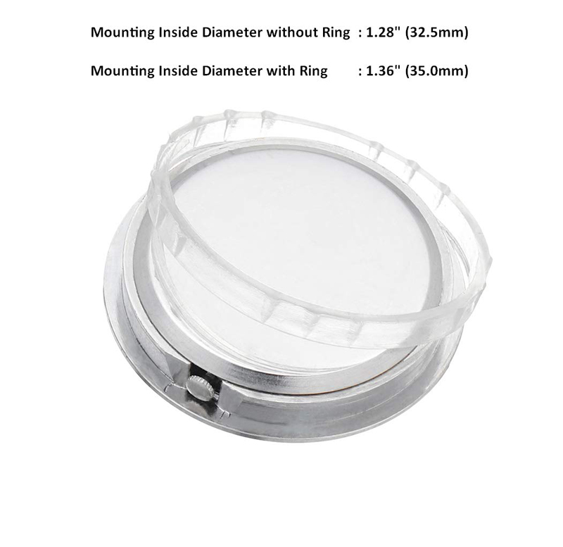 Mini Clock Insert Quartz Movement Round 1 7/16" (35mm) Black Face Silver Tone Roman Numerals