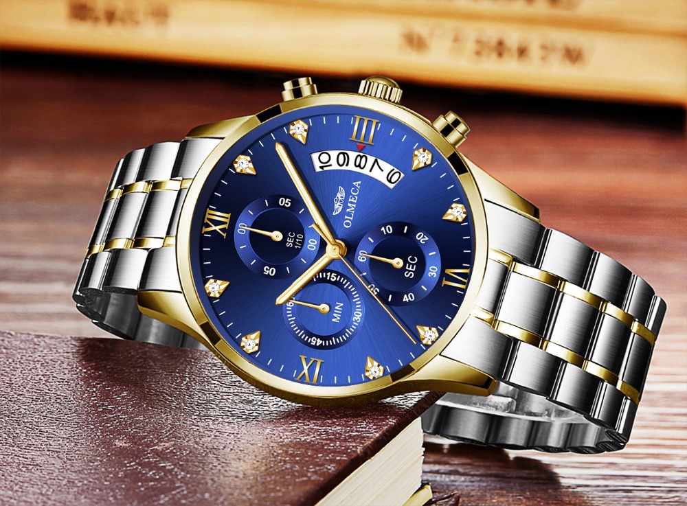 Men's Watch Luxury Fashion Dial Stainless Steel Wrist Watches Military Diamond Watch Businessman