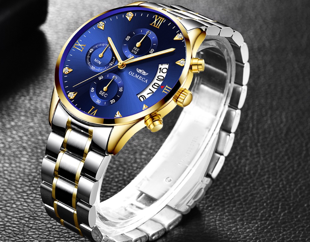 Men's Watch Luxury Fashion Dial Stainless Steel Wrist Watches Military Diamond Watch Businessman