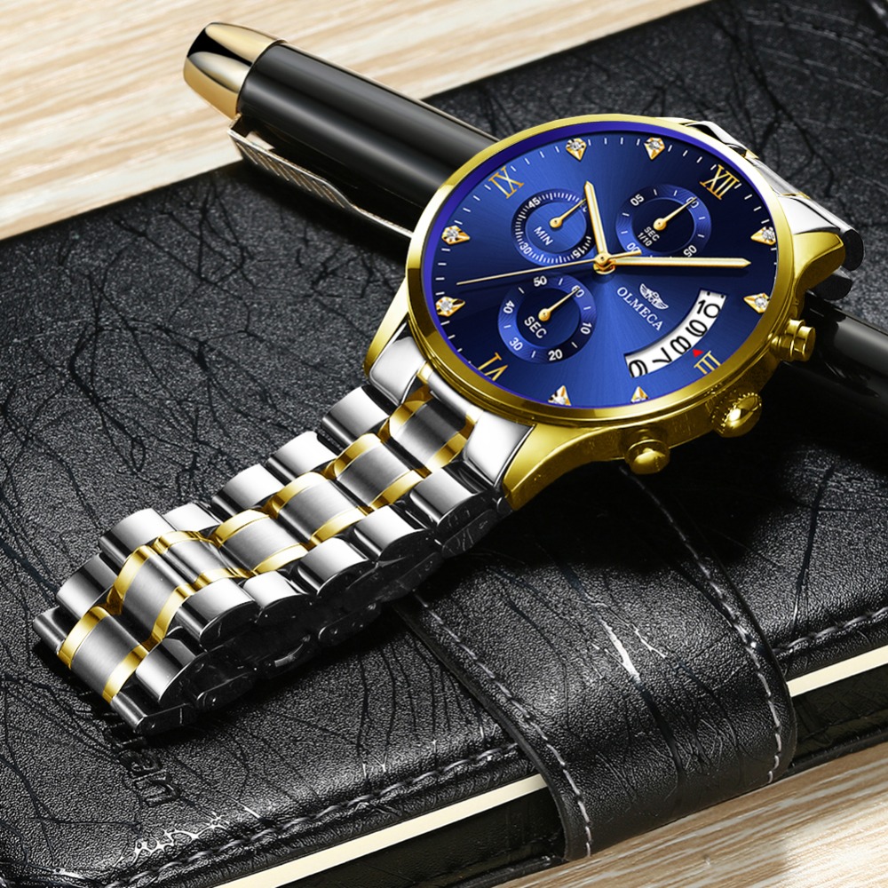 Men's Watch Luxury Fashion Dial Stainless Steel Wrist Watches Military Diamond Watch Businessman