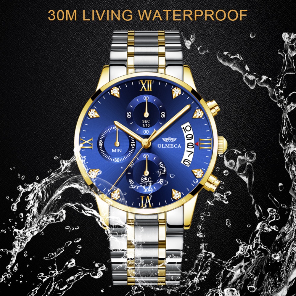 Men's Watch Luxury Fashion Dial Stainless Steel Wrist Watches Military Diamond Watch Businessman