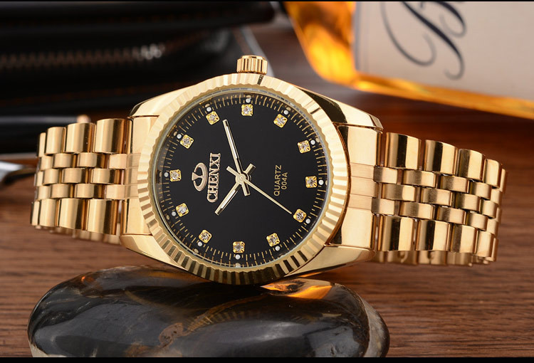 Men Gold Watch Male Stainless Steel Quartz Golden men's Wristwatches Quartz-Watches Gift Clock