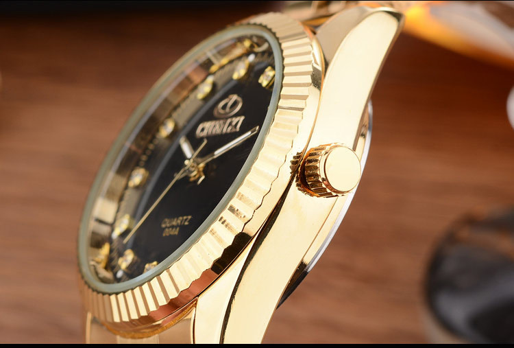 Men Gold Watch Male Stainless Steel Quartz Golden men's Wristwatches Quartz-Watches Gift Clock