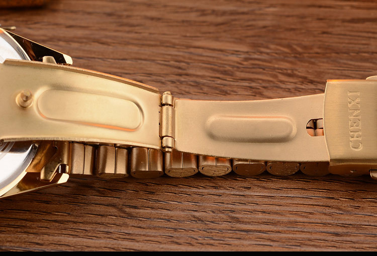 Men Gold Watch Male Stainless Steel Quartz Golden men's Wristwatches Quartz-Watches Gift Clock