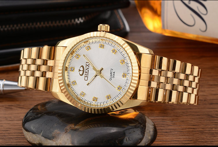 Men Gold Watch Male Stainless Steel Quartz Golden men's Wristwatches Quartz-Watches Gift Clock