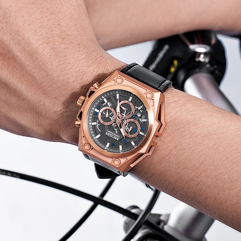 Stainless Steel Mens Watch Waterproof Sports Quartz  Chronograph Stop Wristwatches Male Clock Hour