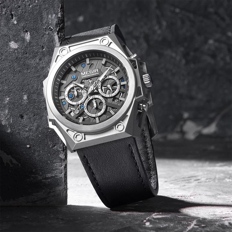 Stainless Steel Mens Watch Waterproof Sports Quartz  Chronograph Stop Wristwatches Male Clock Hour