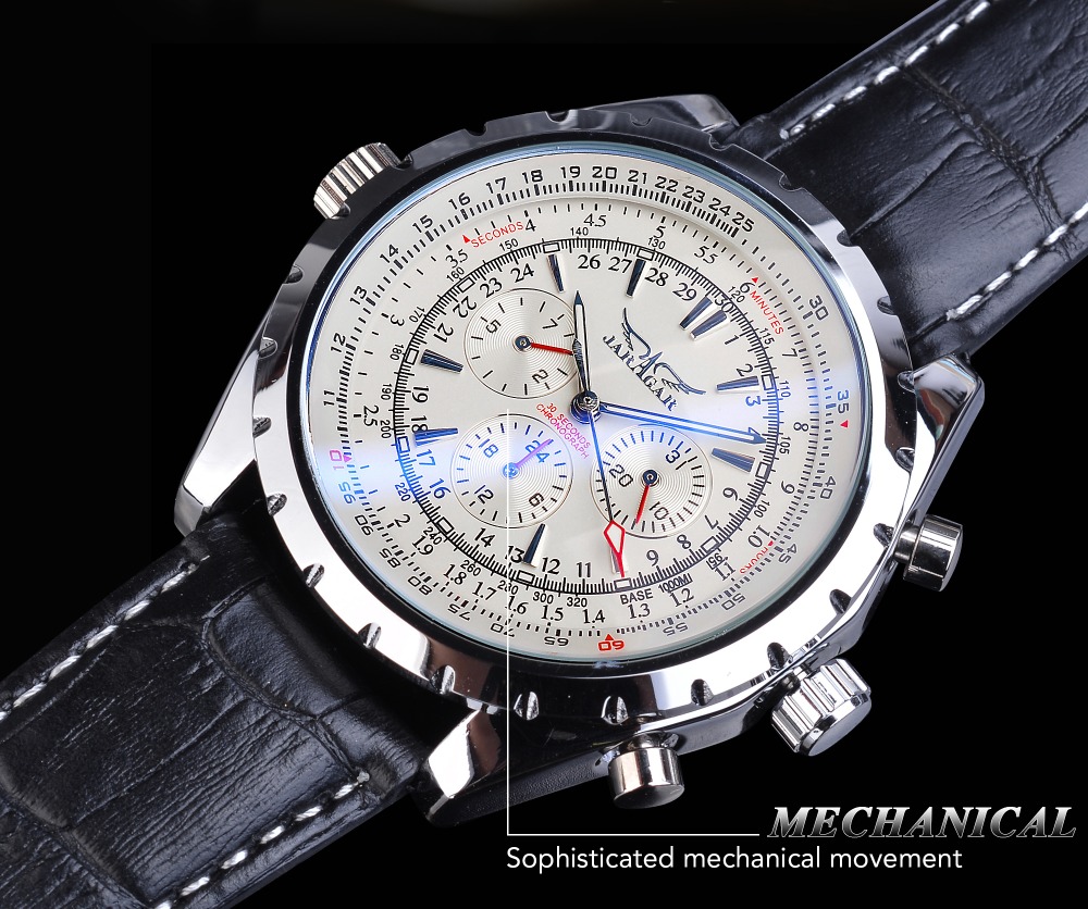 Jaragar Blue Glass Aviator Series Military True Men Sport Automatic Wrist Watch Top Brand Luxury Mechanical Male Clock Hour