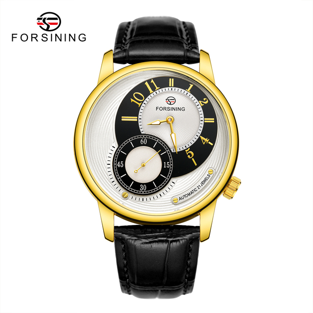 Men's Watch Golden Dial Chronograph Sport Watch Mesh Brown Leather Band Automatic Watch Luminous Hand Mechanical Wristwatches Montre Homme Automatic winding mechanical movement