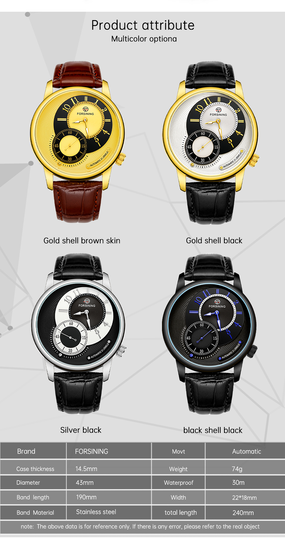 Men's Watch Golden Dial Chronograph Sport Watch Mesh Brown Leather Band Automatic Watch Luminous Hand Mechanical Wristwatches Montre Homme Automatic winding mechanical movement