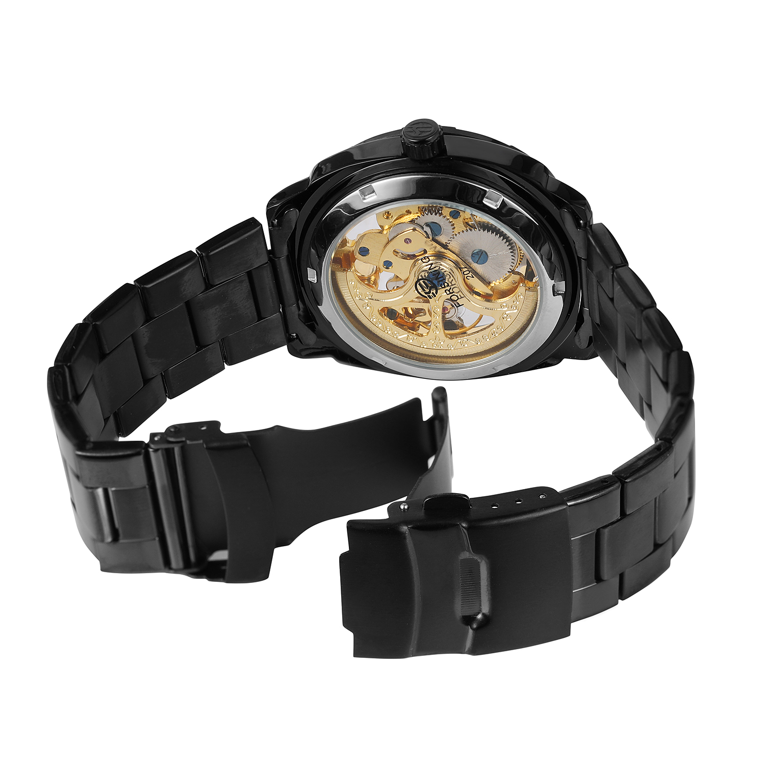 Men's Watch Forsining Brand Transparent Skeleton Gold Watch for Men Mechanical Wristwatches Vintage Engraved Automatic Watches Mens Steel Automatic Self-Wind Mechanical