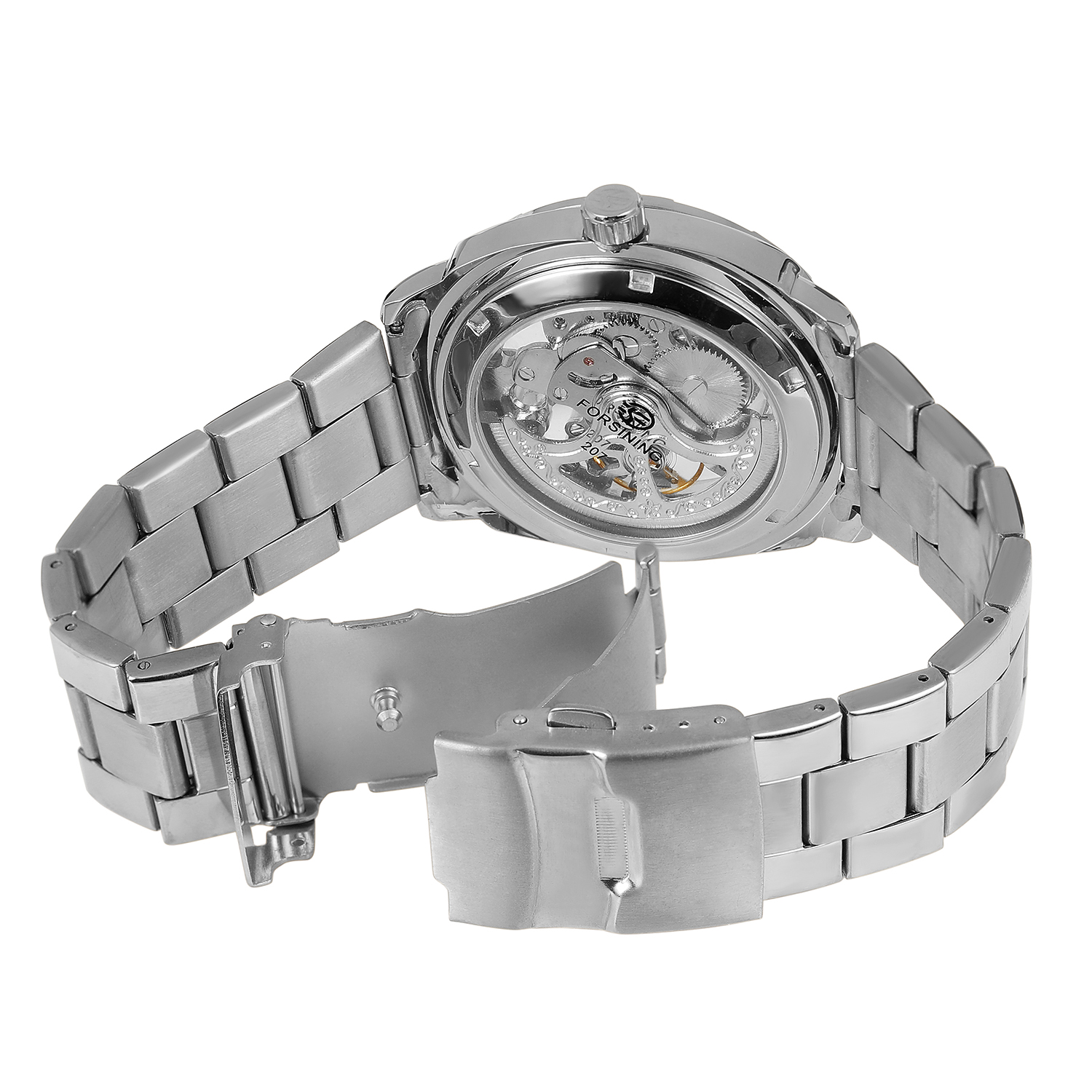 Men's Watch Forsining Brand Transparent Skeleton Gold Watch for Men Mechanical Wristwatches Vintage Engraved Automatic Watches Mens Steel Automatic Self-Wind Mechanical