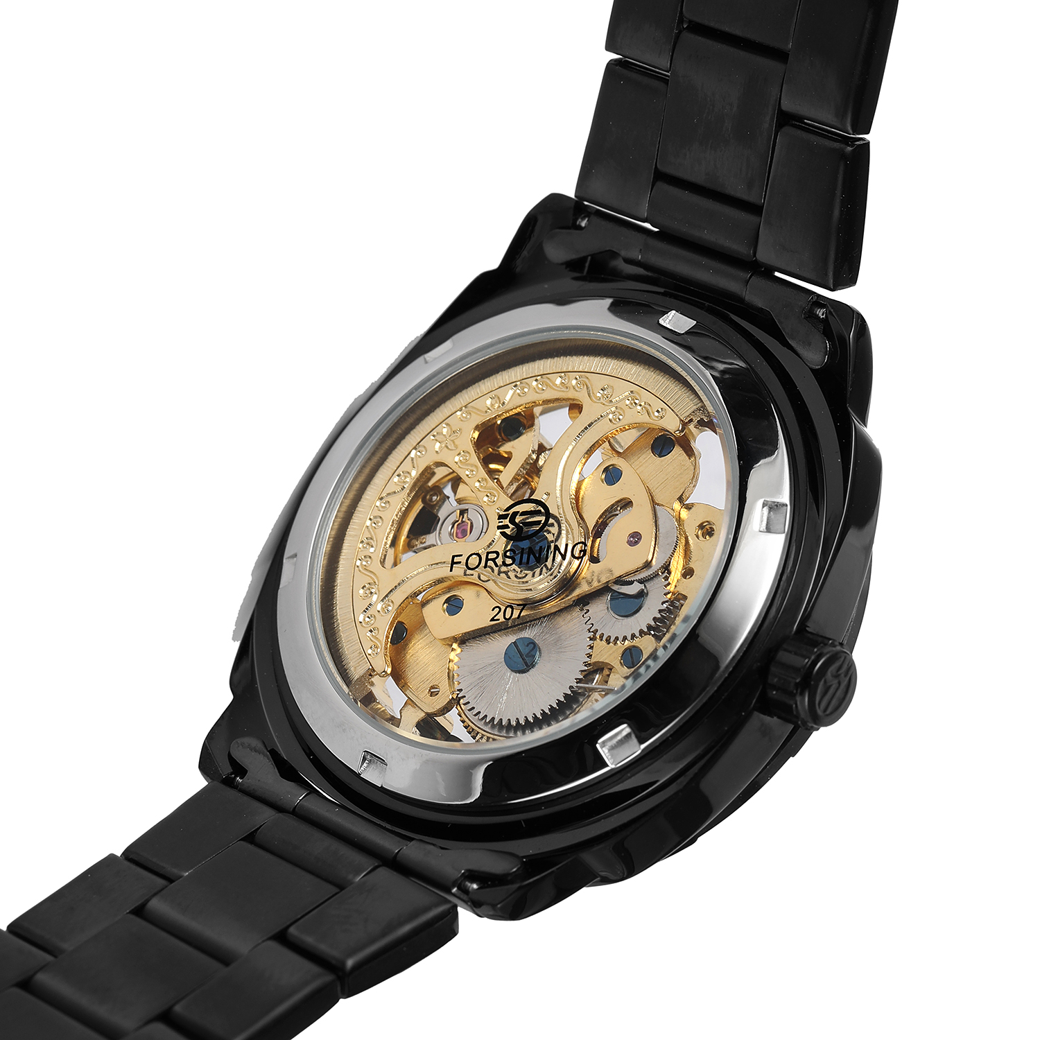 Men's Watch Forsining Brand Transparent Skeleton Gold Watch for Men Mechanical Wristwatches Vintage Engraved Automatic Watches Mens Steel Automatic Self-Wind Mechanical