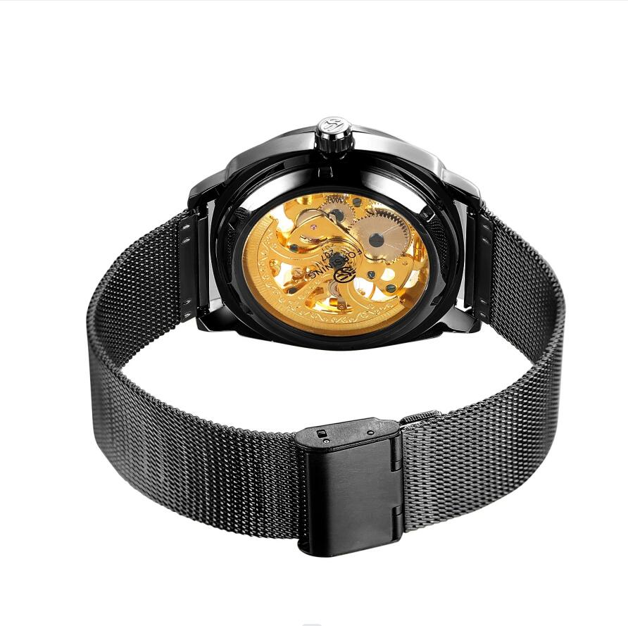 Man's Watch Transparent New Gold Black Watch for Men Mechanical Wristwatches Vintage Engraved Automatic Watches Mens Steel Band No battery needed