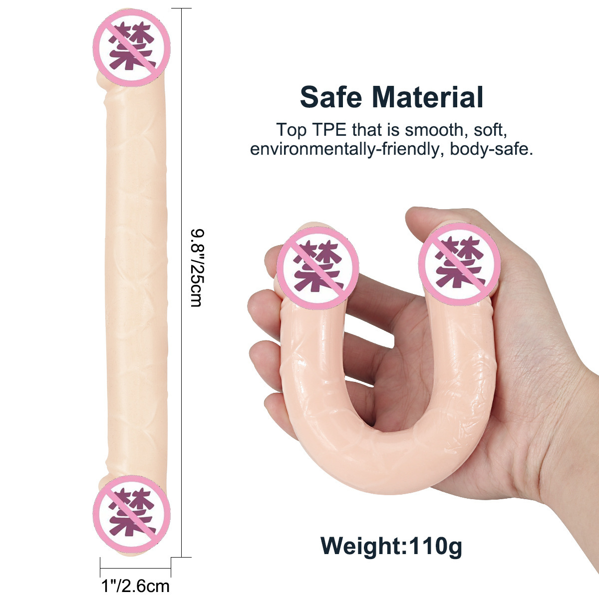 HW A-line transparent crystal simulation female penis double headed double use lesbian female interest masturbation appliance female - image 3